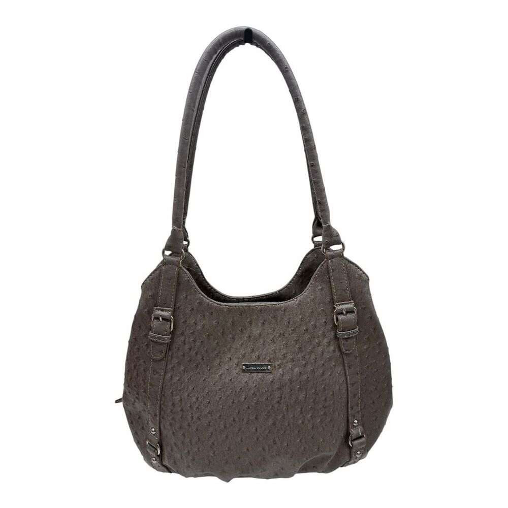 Laura Scott Women's Hobo Bag Light Chocolate Brown Ostrich Embossed